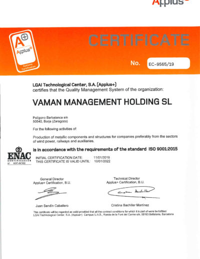 VAMAN ISO 9001 2015 EN